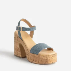 Sandale à plateforme TEXTO en jean bleu