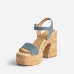 Sandale à plateforme TEXTO en jean bleu