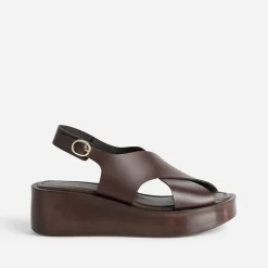 Sandale à plateforme TEXTO marron cuir