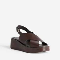 Sandale à plateforme TEXTO marron cuir