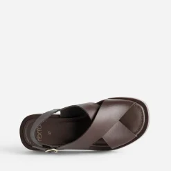 Sandale à plateforme TEXTO marron cuir