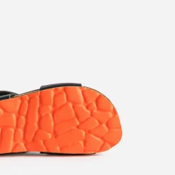 Sandale anatomique BUGGY marine cuir semelle orange