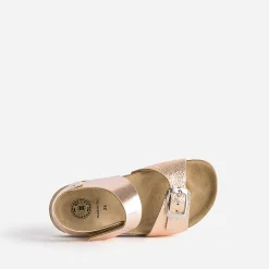 Sandale anatomique BUGGY rose cuivré en cuir