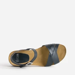 Sandale anatomique compensée marine cuir