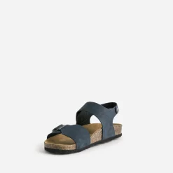 Sandale anatomique en cuir bleu marine