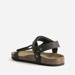 Sandale anatomique marron cuir à scratchs