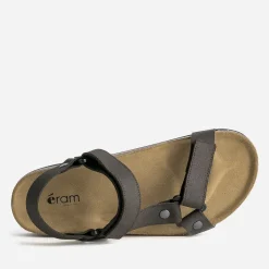 Sandale anatomique marron cuir à scratchs