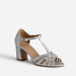 Sandale argentée à talon