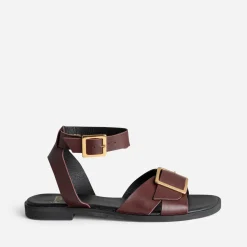 Sandale bordeaux cuir