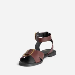 Sandale bordeaux cuir