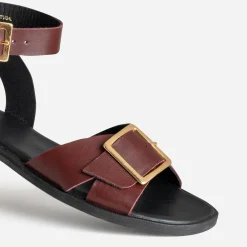 Sandale bordeaux cuir