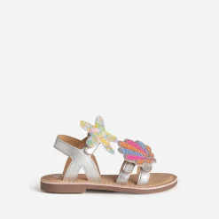 Sandale BUGGY argentée cuir patchs amovibles