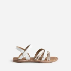 Sandale BUGGY blanche en cuir détails dorés