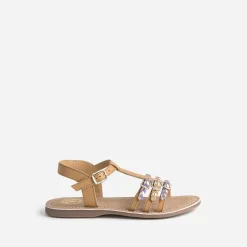 Sandale BUGGY camel en cuir brides tressées