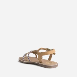 Sandale BUGGY camel en cuir brides tressées