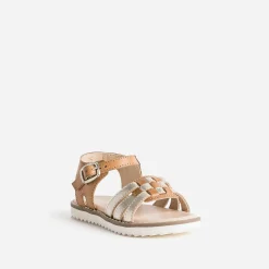 Sandale BUGGY camel et dorée cuir