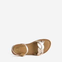 Sandale BUGGY cuir rose doré brides tressées