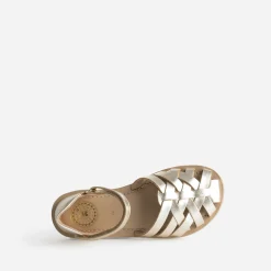 Sandale BUGGY doré cuir brides tressées