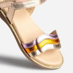 Sandale BUGGY dorée cuir bride tricolore