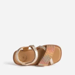 Sandale BUGGY dorée cuir bride tressée