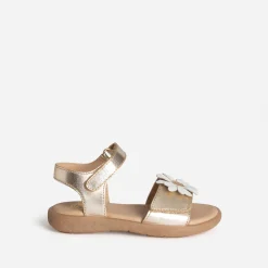 Sandale BUGGY dorée cuir détail fleur