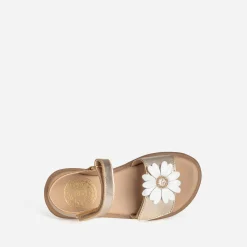 Sandale BUGGY dorée cuir détail fleur