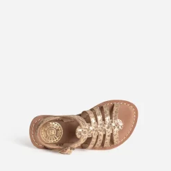 Sandale BUGGY dorée cuir effet léopard