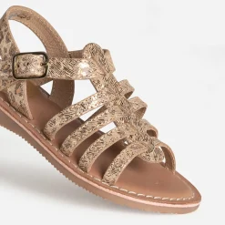 Sandale BUGGY dorée cuir effet léopard