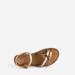 Sandale BUGGY dorée cuir et motif léopard