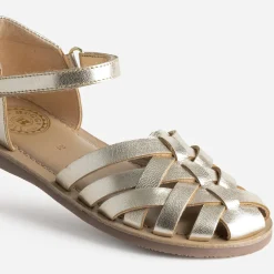 Sandale BUGGY dorée cuir tressé