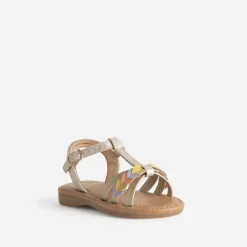 Sandale BUGGY dorée décor cœurs