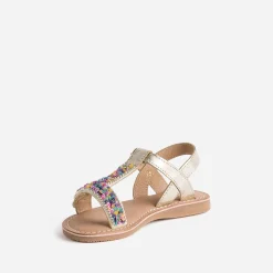 Sandale BUGGY dorée en cuir à sequins