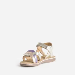 Sandale BUGGY dorée en cuir à scratchs