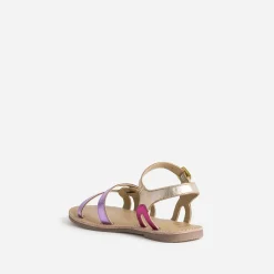Sandale BUGGY en cuir rose métallisé