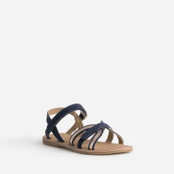 Sandale BUGGY marine cuir velours à scratchs