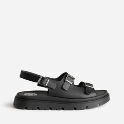 Sandale BUGGY noir cuir semelle crantée