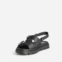 Sandale BUGGY noir cuir semelle crantée