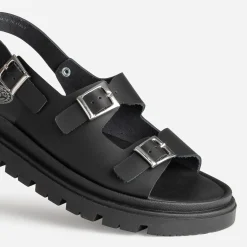 Sandale BUGGY noir cuir semelle crantée