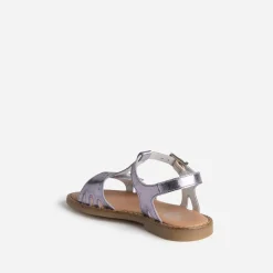 Sandale BUGGY parme en cuir métallisé