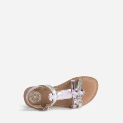 Sandale BUGGY parme métallisé en cuir