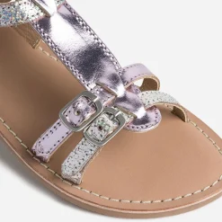 Sandale BUGGY parme métallisé en cuir