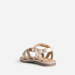 Sandale BUGGY rose cuivré cuir à scratchs