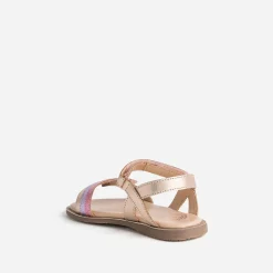Sandale BUGGY rose cuivré cuir bride tricolore