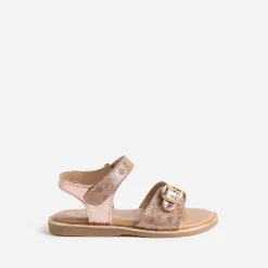 Sandale BUGGY rose cuivré à imprimé fleurs