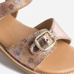 Sandale BUGGY rose cuivré à imprimé fleurs