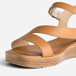 Sandale camel en cuir