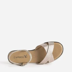 Sandale CAPRICE dorée en cuir effet python