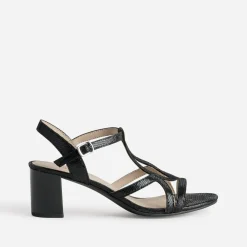 Sandale CAPRICE noire cuir effet python verni