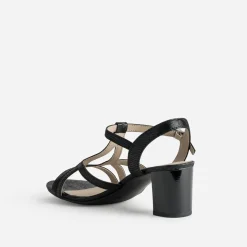 Sandale CAPRICE noire cuir effet python verni