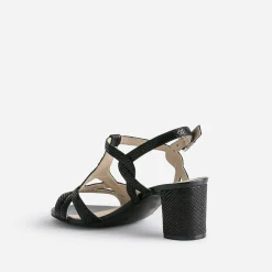 Sandale CAPRICE noire en cuir velours effet python